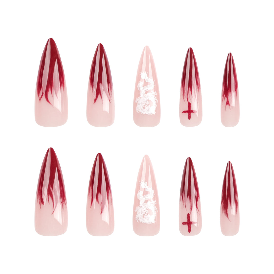 Artful Stiletto Nails with Creative Gradient and Cross-Section Design Bowlift