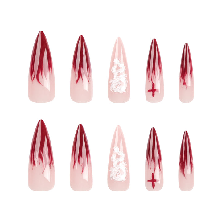 Artful Stiletto Nails with Creative Gradient and Cross-Section Design Bowlift