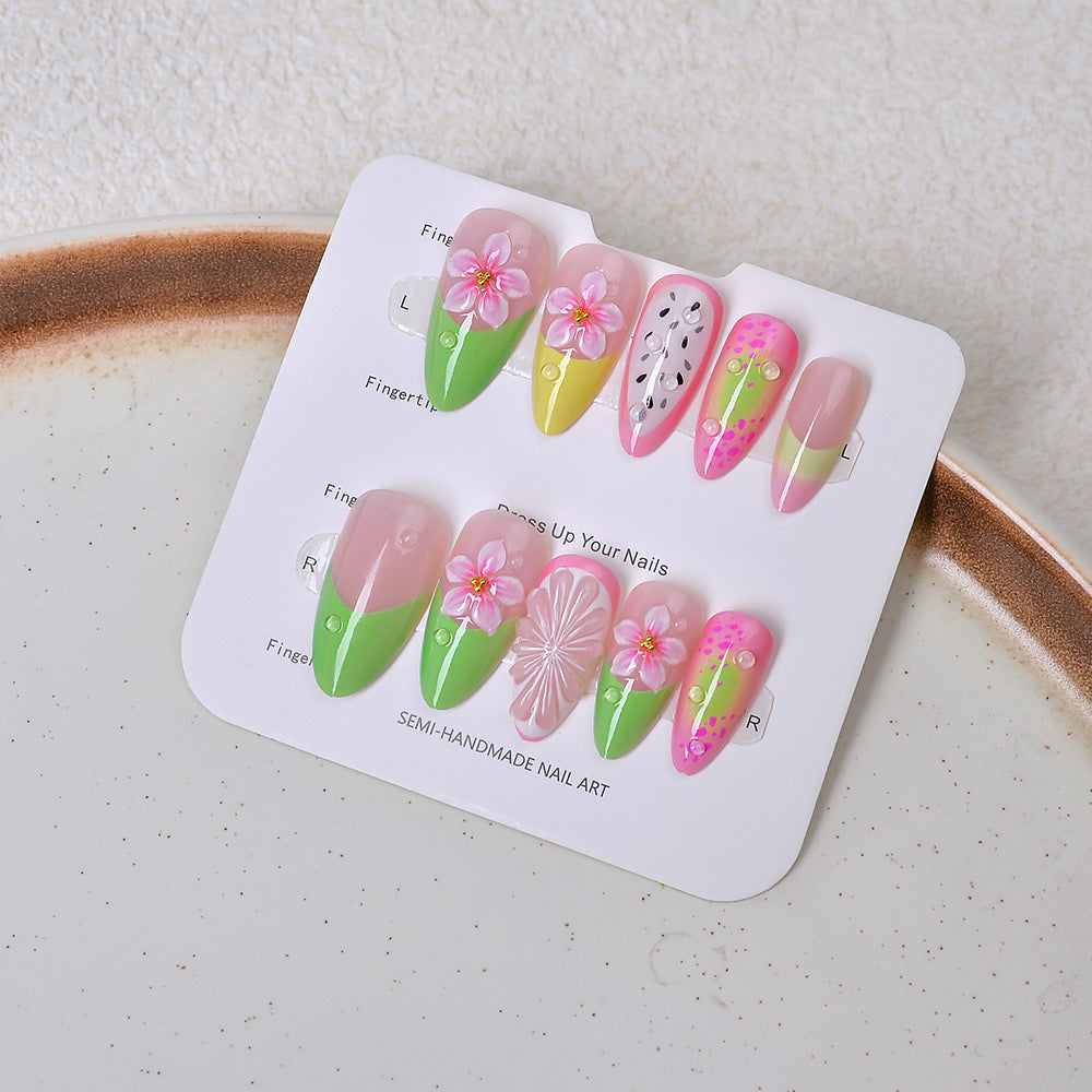 Artistic Floral-Patterned Press-On Nail Set Bowlift
