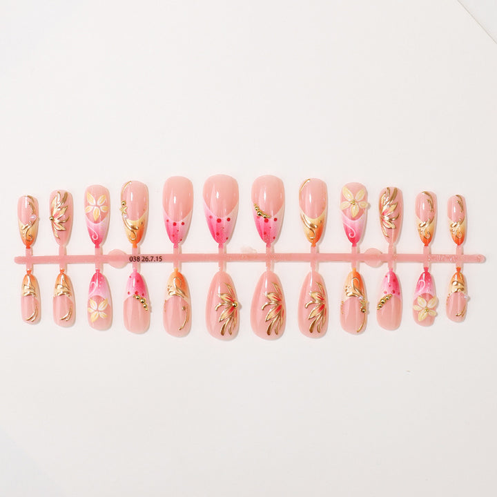 Premium Floral Design Press-On Nail Set Bowlift