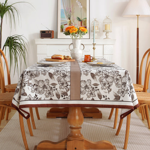 Elegant Floral Design Table Cover