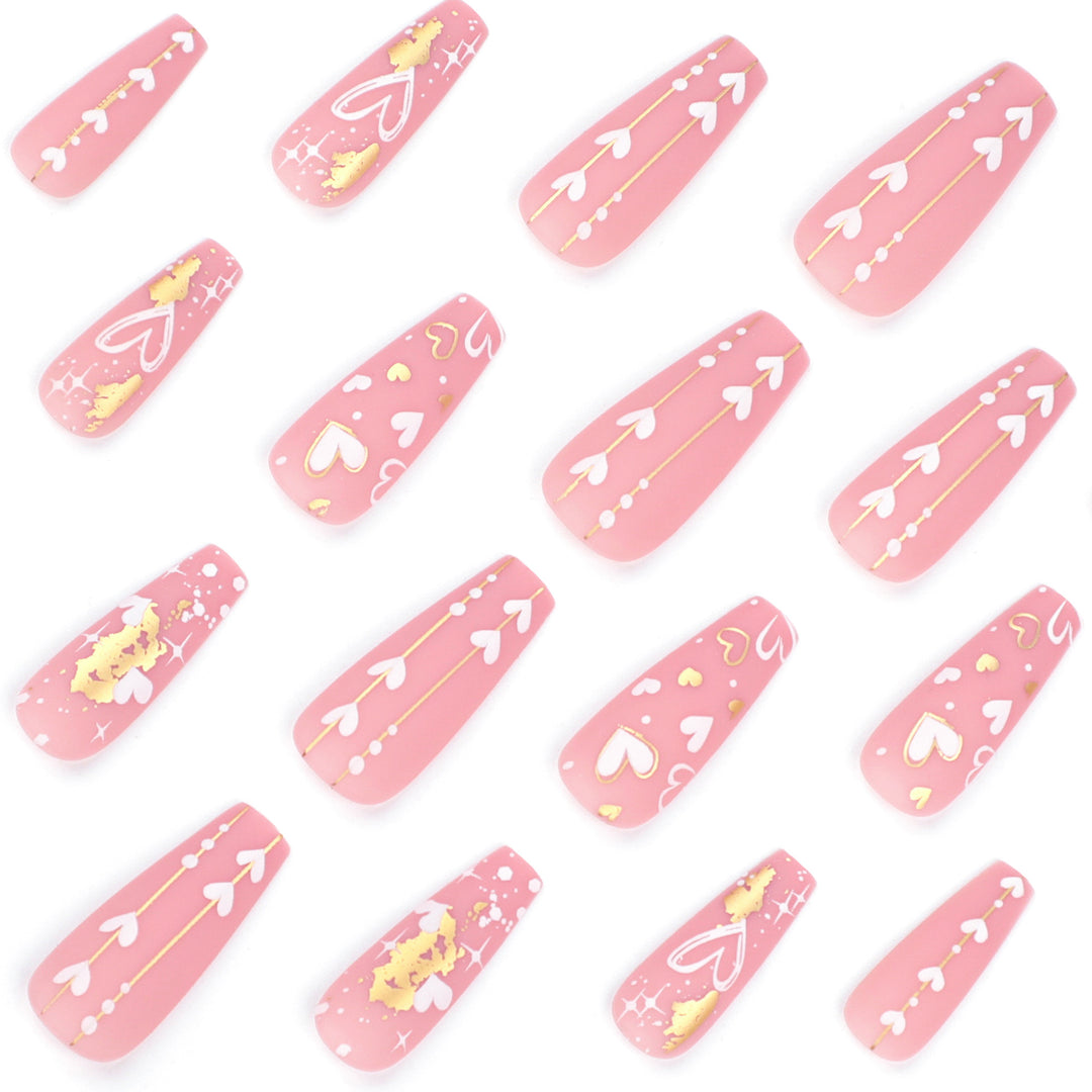 Artificial nail art with heart and glitter designs Bowlift