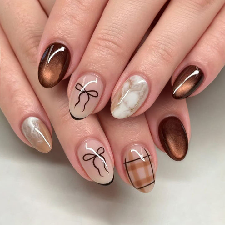Chic Patterned Press-On Nail Set Bowlift