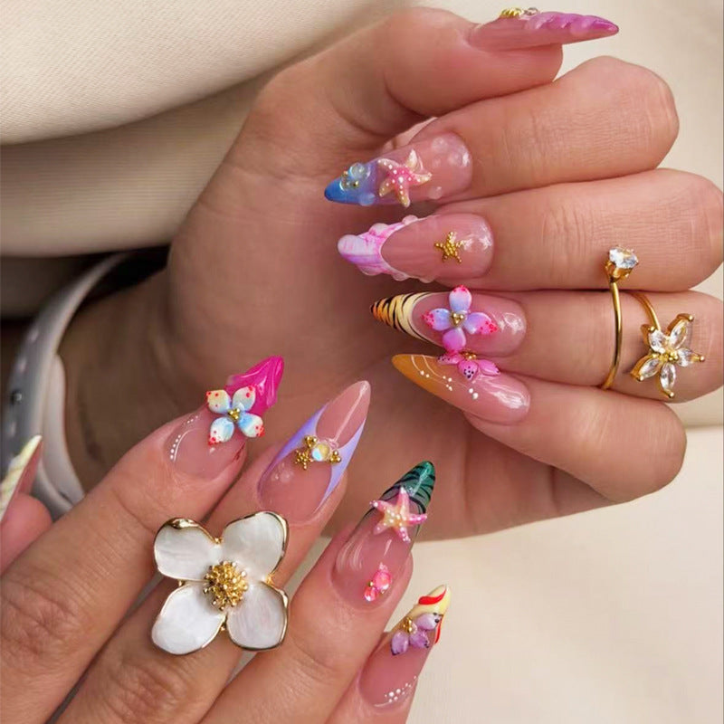 Artistic Shell-Inspired Press-On Nail Set Bowlift