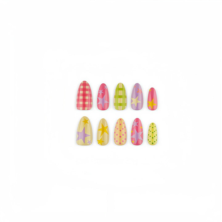 Artificial nails with colorful pattern Bowlift