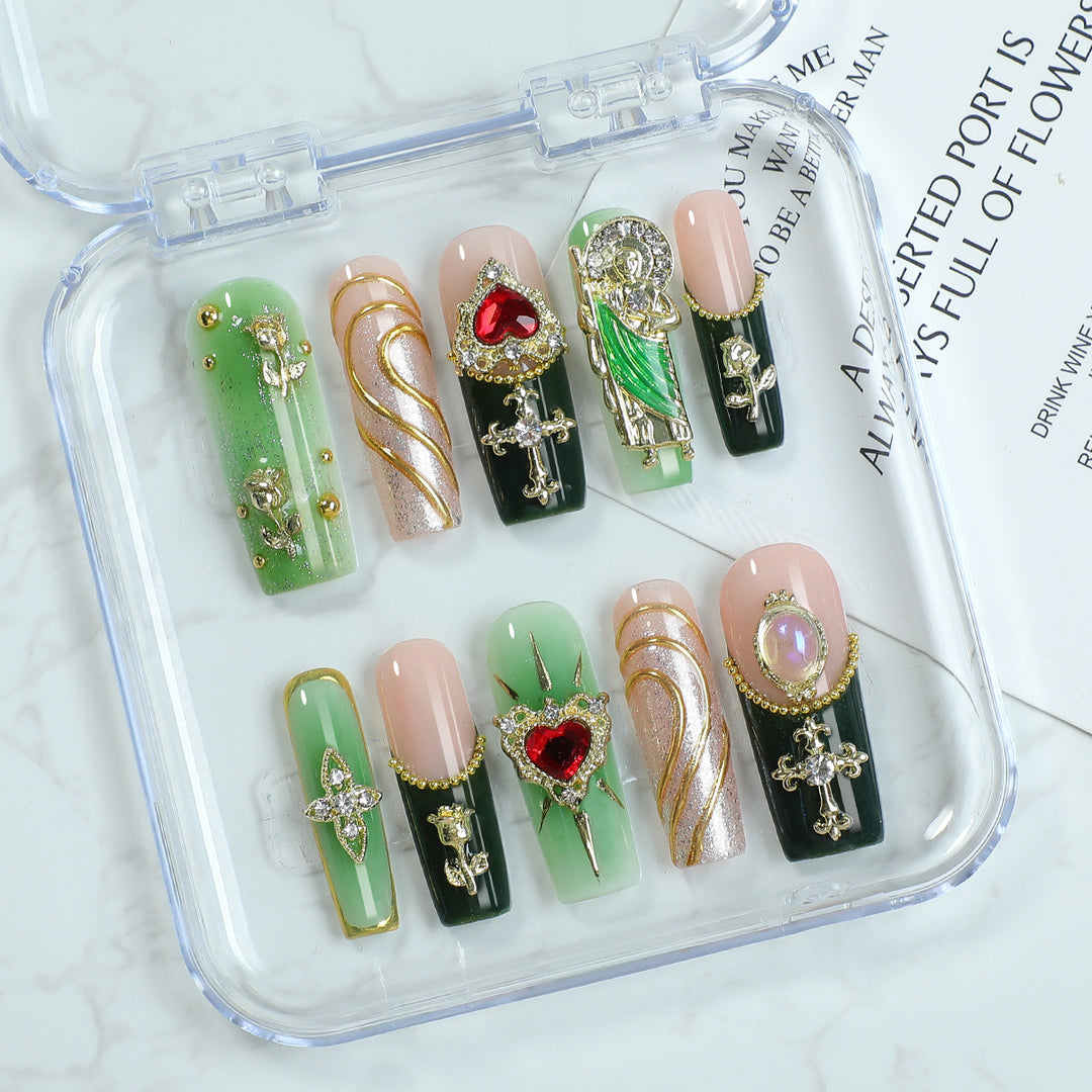 Artificial nail set with luxurious 3D embellishments Bowlift