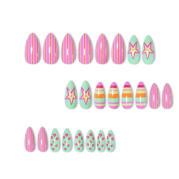 Themed Vibrant Press-On Nail Art Bowlift