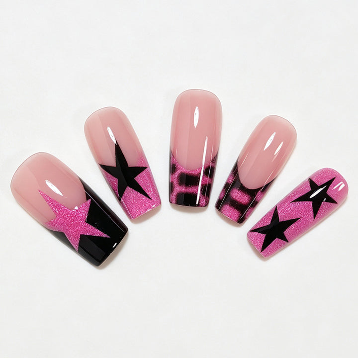 Artistic Star Pattern Press-On Nails Bowlift