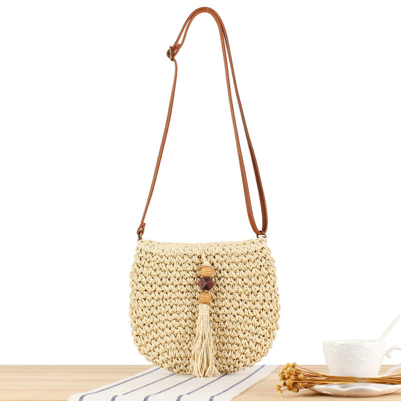 Shoulder bag with Hand-knotted Macramé and Fringes Bowlift