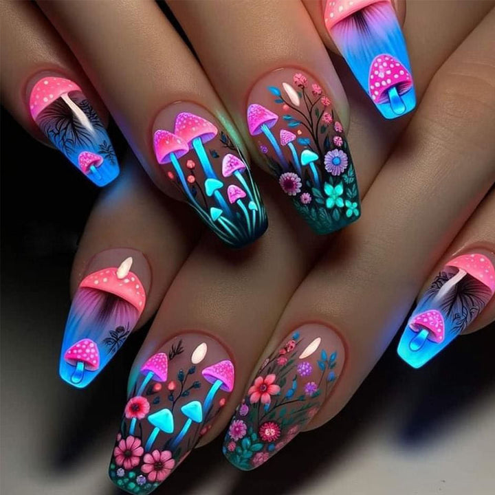 Artistic Floral Glow-in-the-Dark Nail Art Set Bowlift