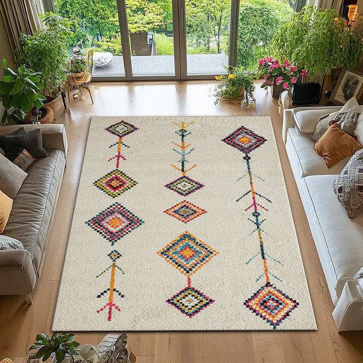 Bohemian Geometric Pattern Area Rug Bowlift