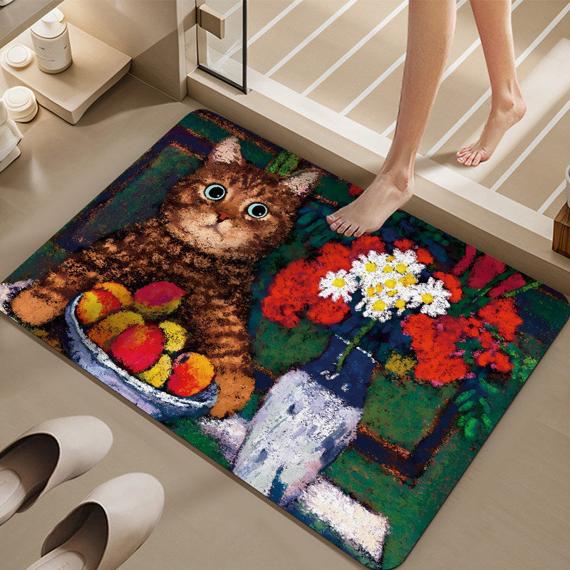 Cartoon Cat-Themed Bath Mat Bowlift