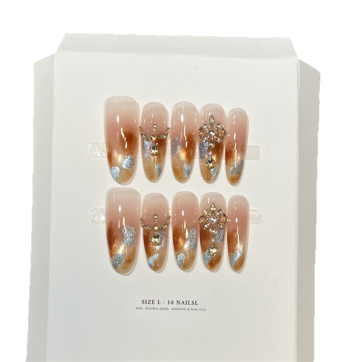 Decorative Stiletto Press-On Nail Set with Floral Designs Bowlift