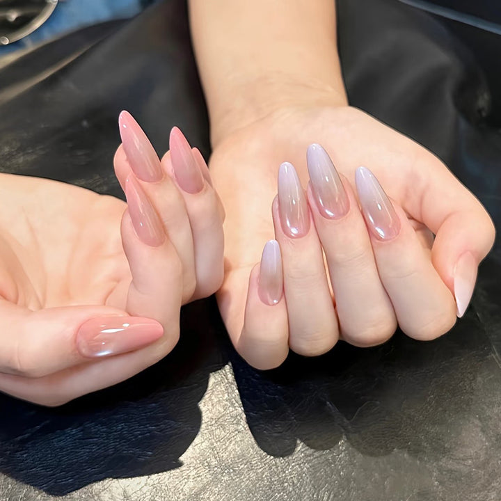 Glossy Stiletto Press-On Nails with Ombre Finish Bowlift