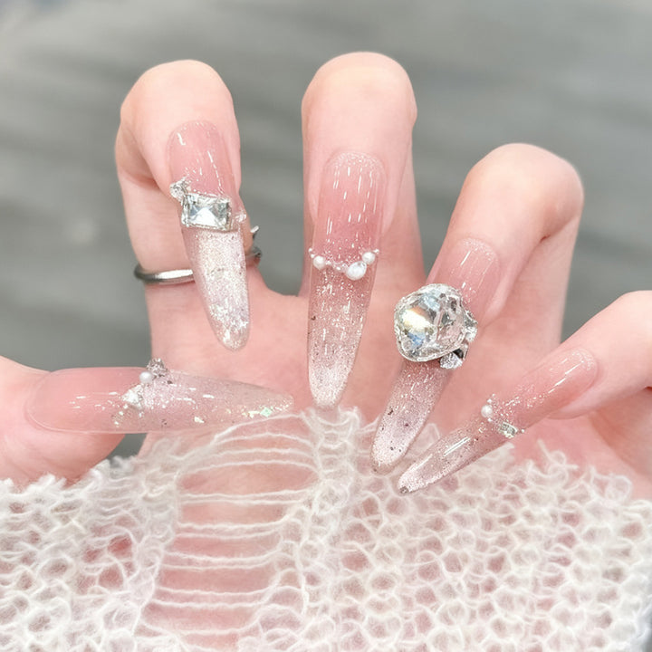 Glamorous artificial nails with crystal accents Bowlift