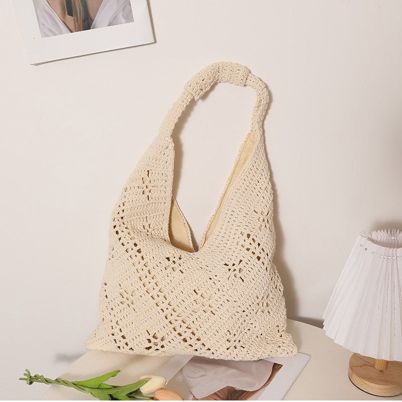 Hand-knotted Tote Bag in V-Design Bowlift