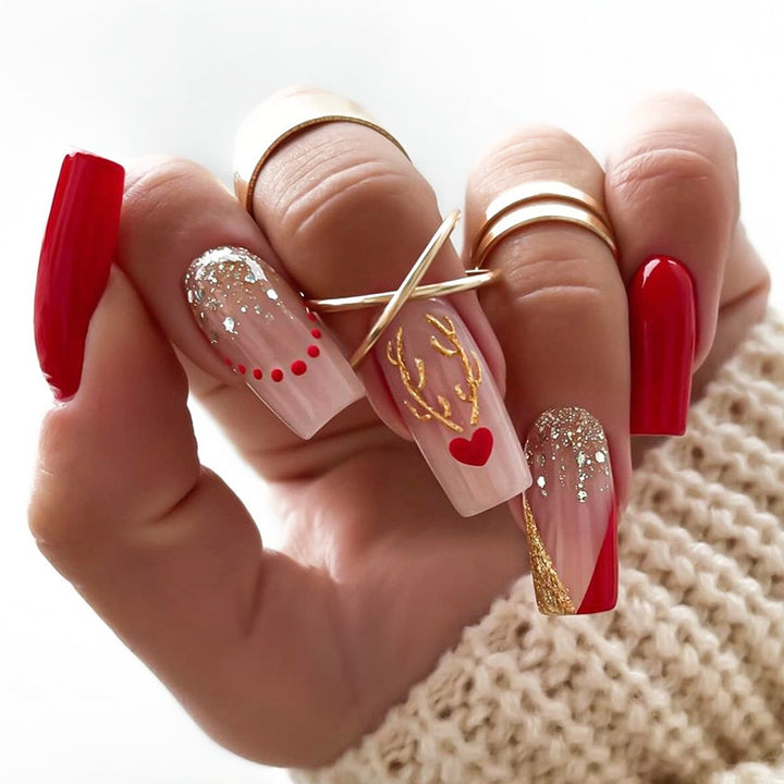 Creative nail art set with romantic heart and glitter elements Bowlift