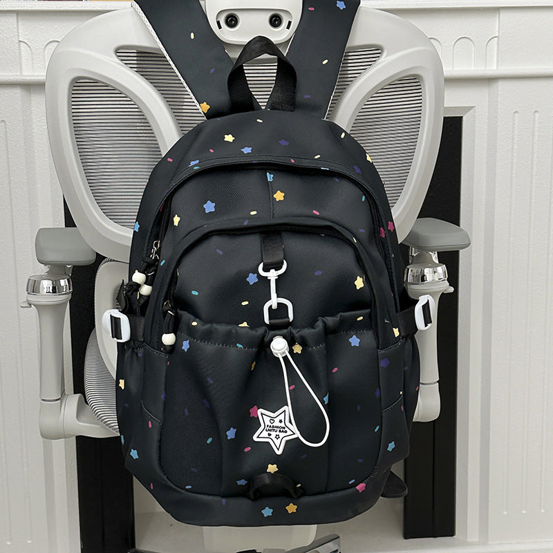 Backpack with Colorful Star Pattern and Versatile Compartments Bowlift