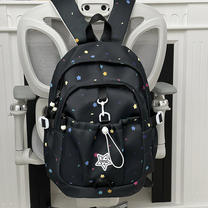 Backpack with Colorful Star Pattern and Versatile Compartments Bowlift