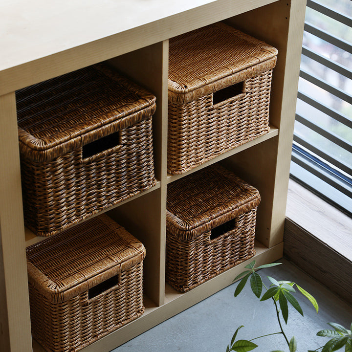 Unisex Rectangular Storage Basket with Decorative Lid Bowlift