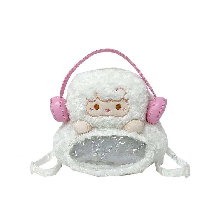 Plush backpack with transparent viewing window Bowlift