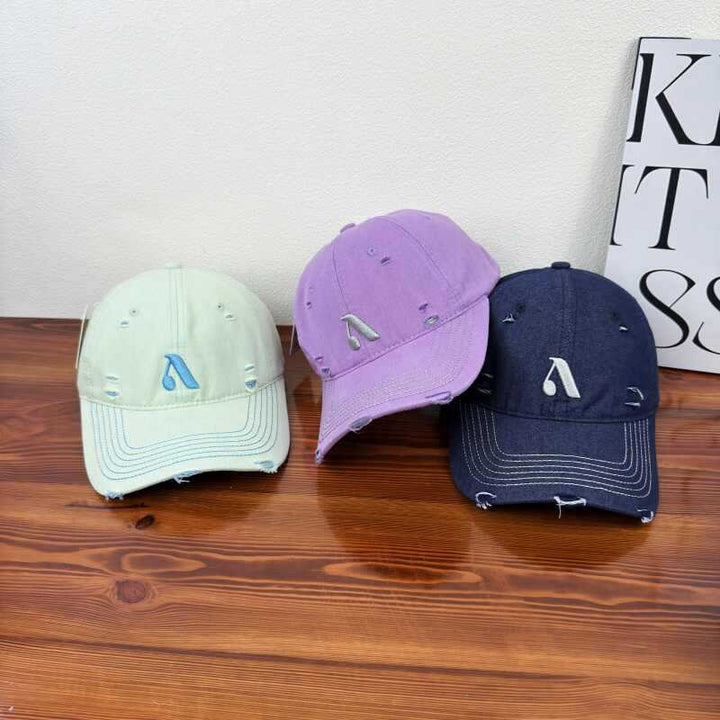 Men's Distressed Denim Style Cap Bowlift