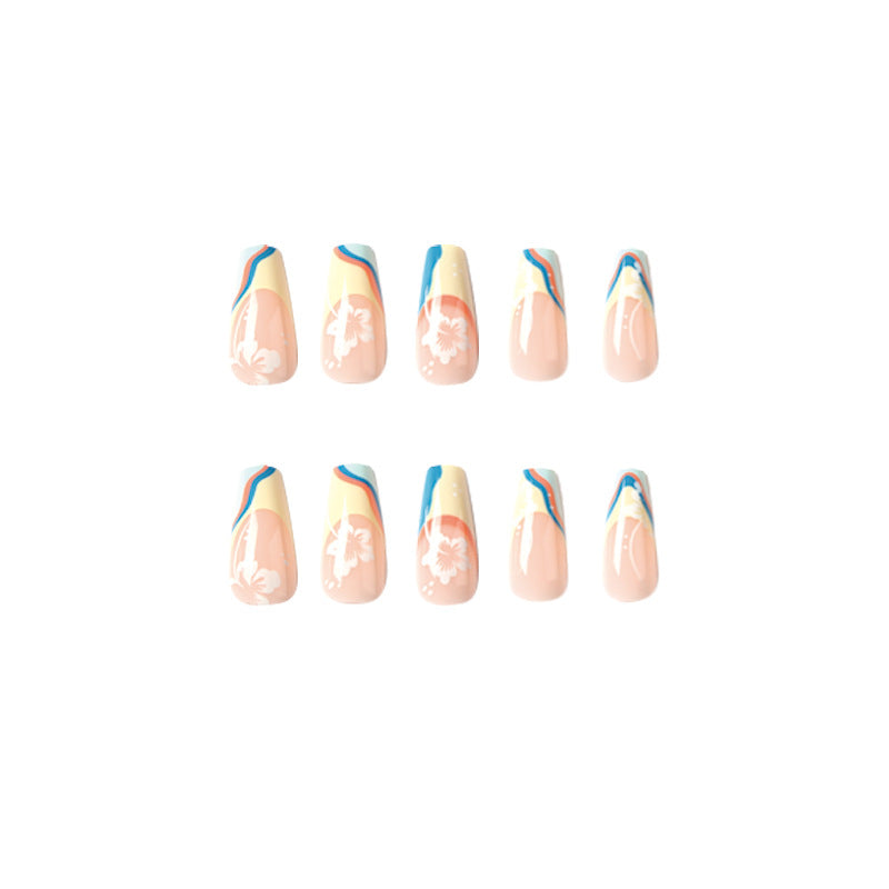 Artistic nail art with floral accents and creative color layers Bowlift