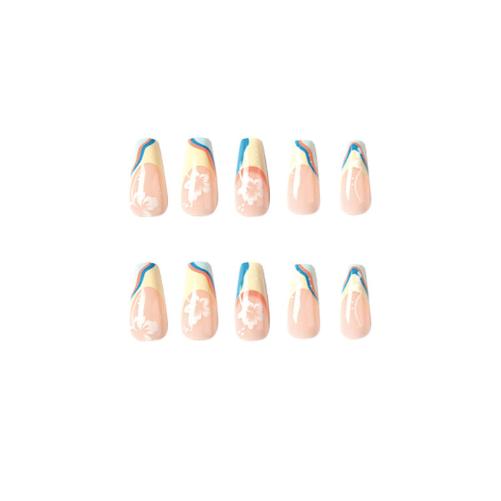 Artistic nail art with floral accents and creative color layers Bowlift
