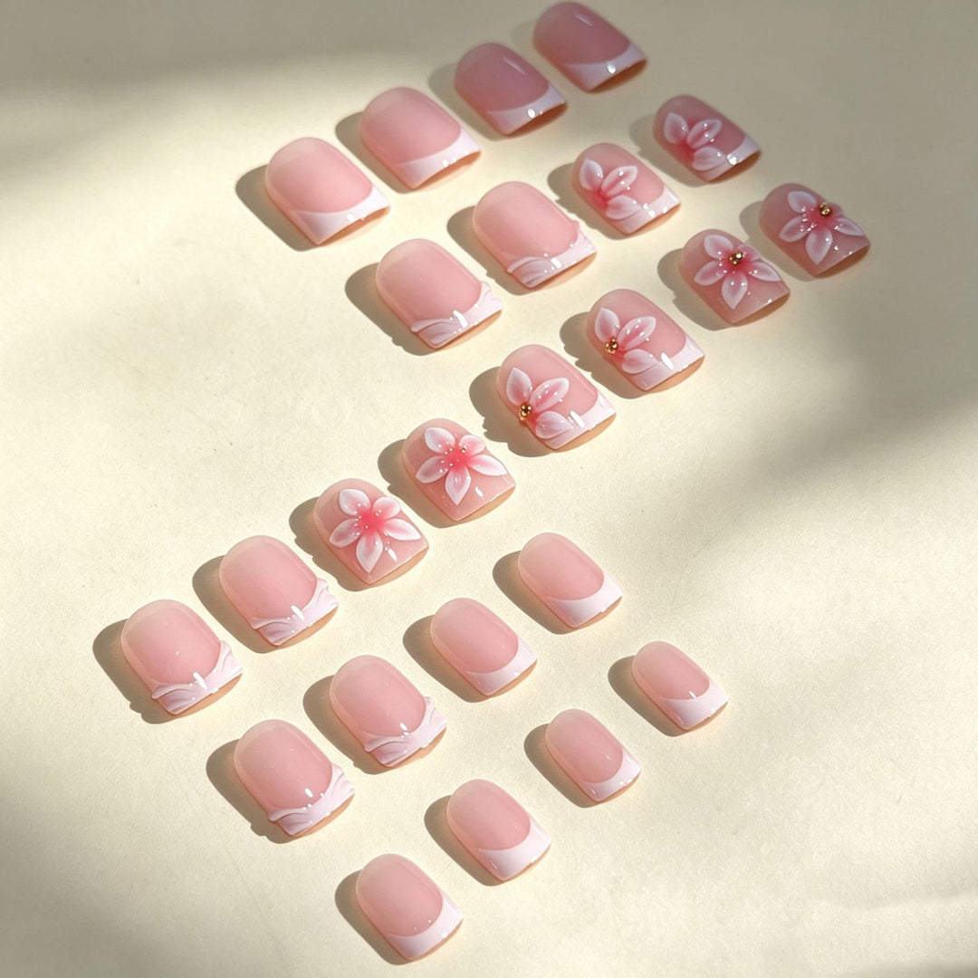 Floral Acrylic Nail Art Tips Bowlift