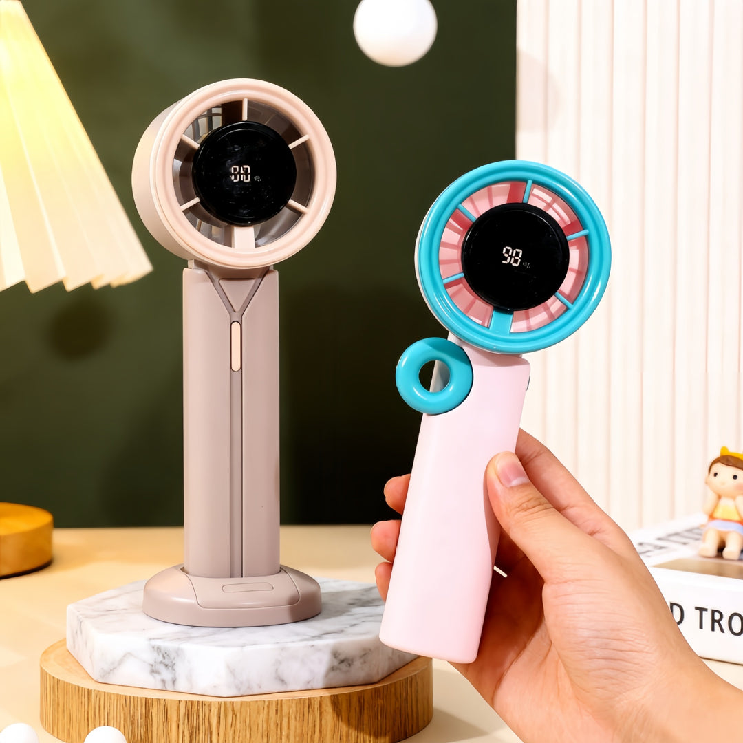 Women Portable Fan with USB Connection and Digital Display Bowlift