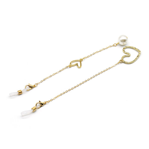 Heart-Shaped Pearl Accent Eyewear Chain Bowlift