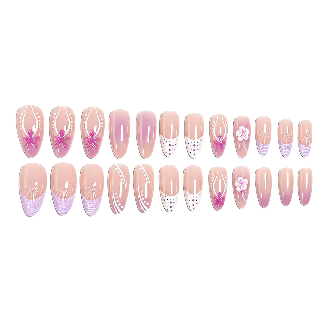 Artifical nails with delicate floral and geometric patterns Bowlift