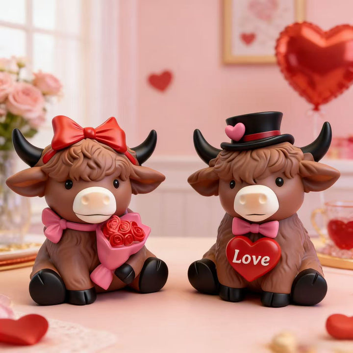 Decorative Highland Cattle Duo Stones Bowlift