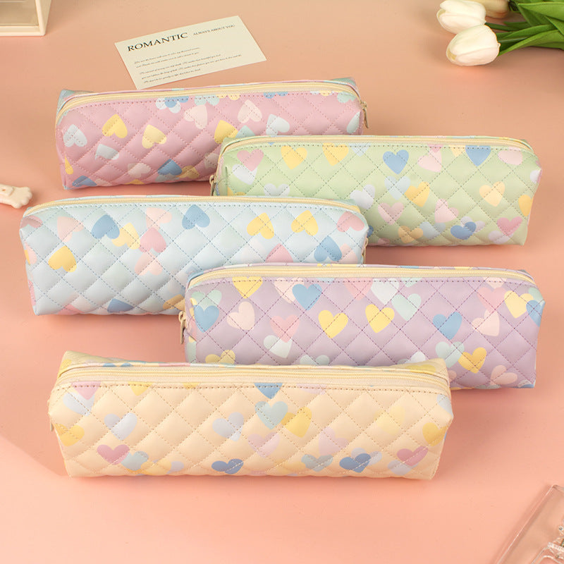 Quilted Heart Pattern Pencil Case Bowlift