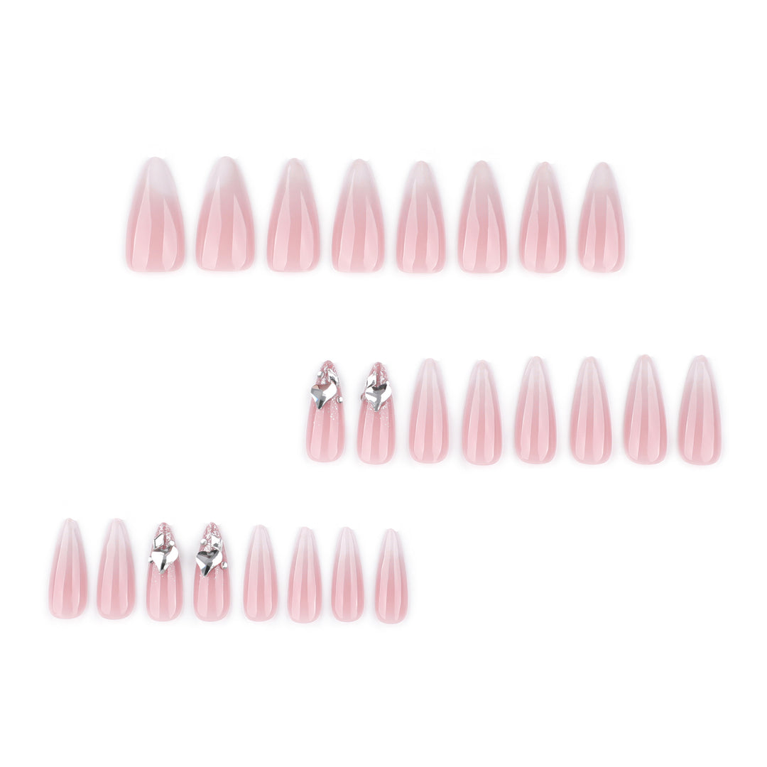 Elegant Stiletto Artificial Nails with Glitter Accents Bowlift