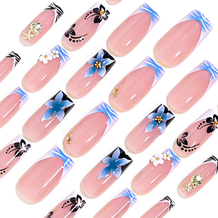 Floral Pattern Nail Art Extensions Bowlift