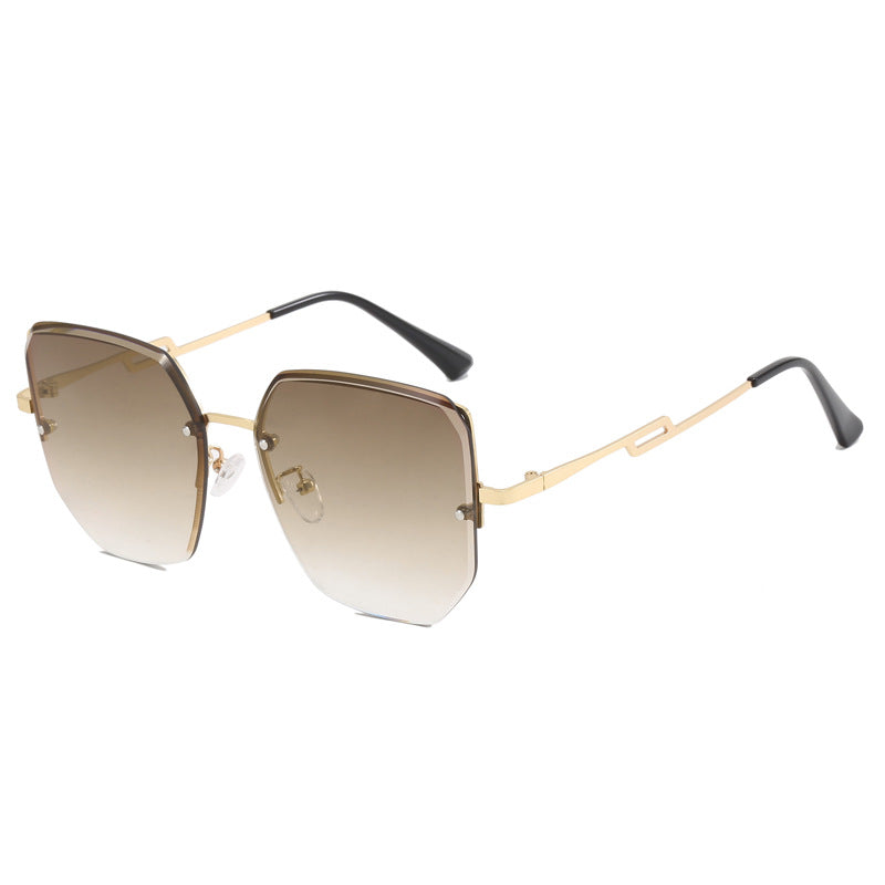 Women's geometric designer sunglasses with mirrored lenses Bowlift