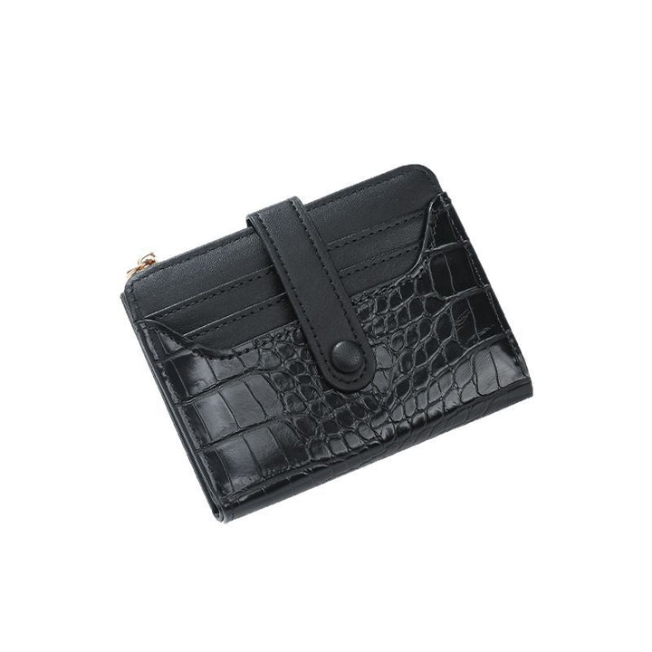 Compact Crocodile-Texture Zip Card Wallet Bowlift
