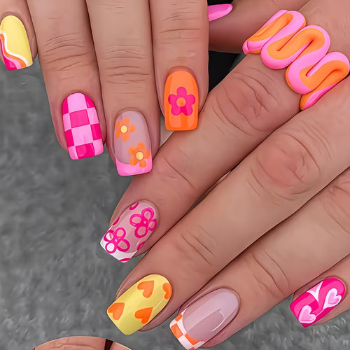 Vibrant Floral Nail Art Bowlift