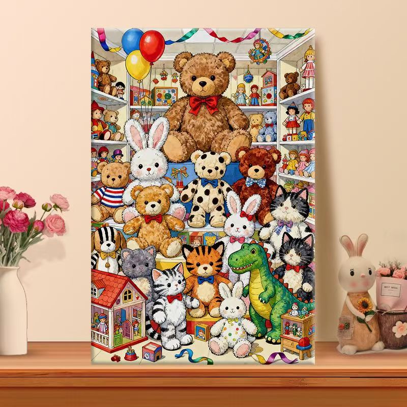 Playful Teddy Bear Wall Art Bowlift