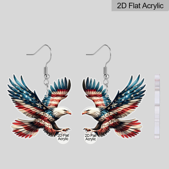 Women's flat acrylic earrings eagle silhouette with fishhook clasp and lightweight comfort Bowlift