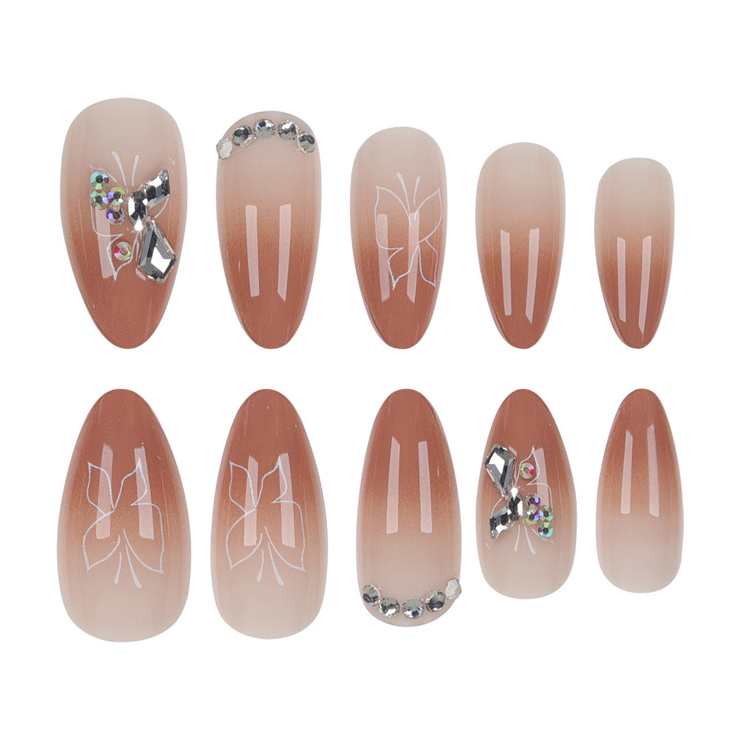 Elegant Stiletto Press-On Nails with Embellished Designs Bowlift