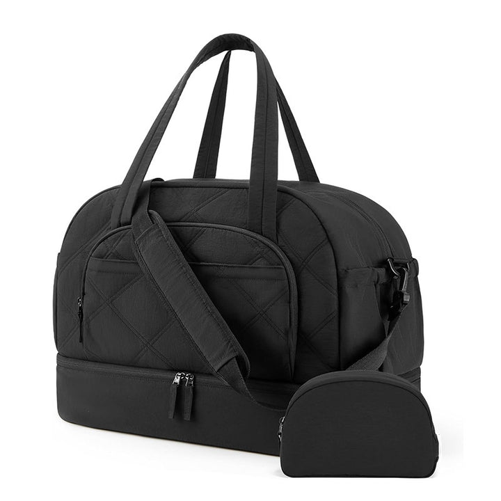 Multifunctional Quilted Travel Bag with Removable Cosmetic Pouch Bowlift