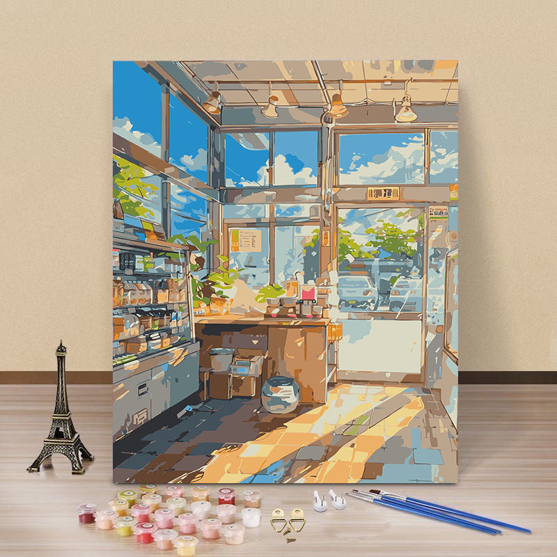 Artistic Coffee Shop Canvas Art Kit Bowlift