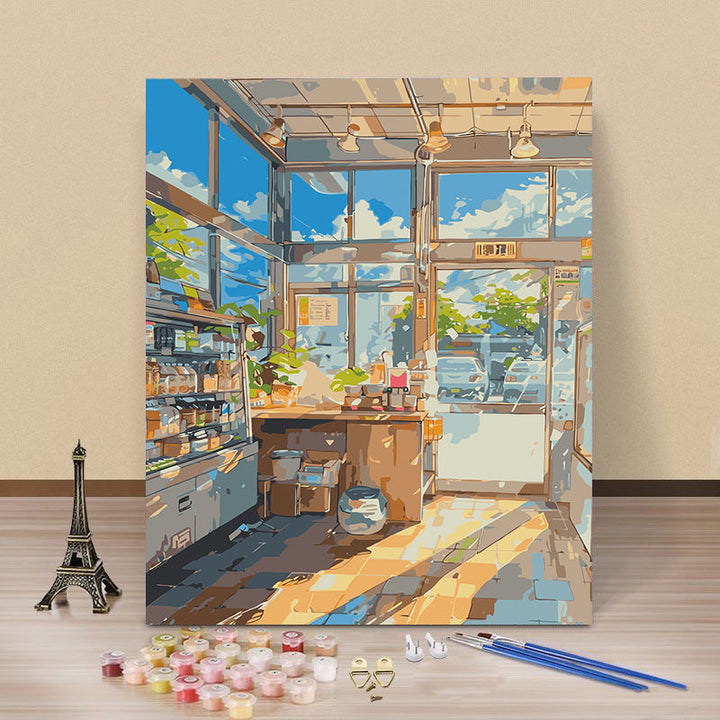 Artistic Coffee Shop Canvas Art Kit Bowlift