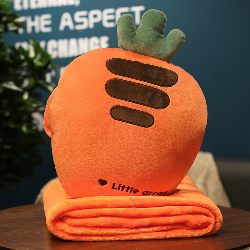 Plush carrot cushion and blanket set Bowlift