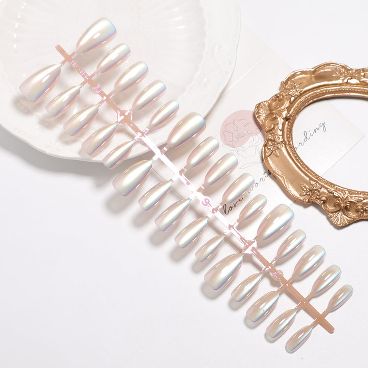 Iridescent Glossy Press-On Nail Set Bowlift
