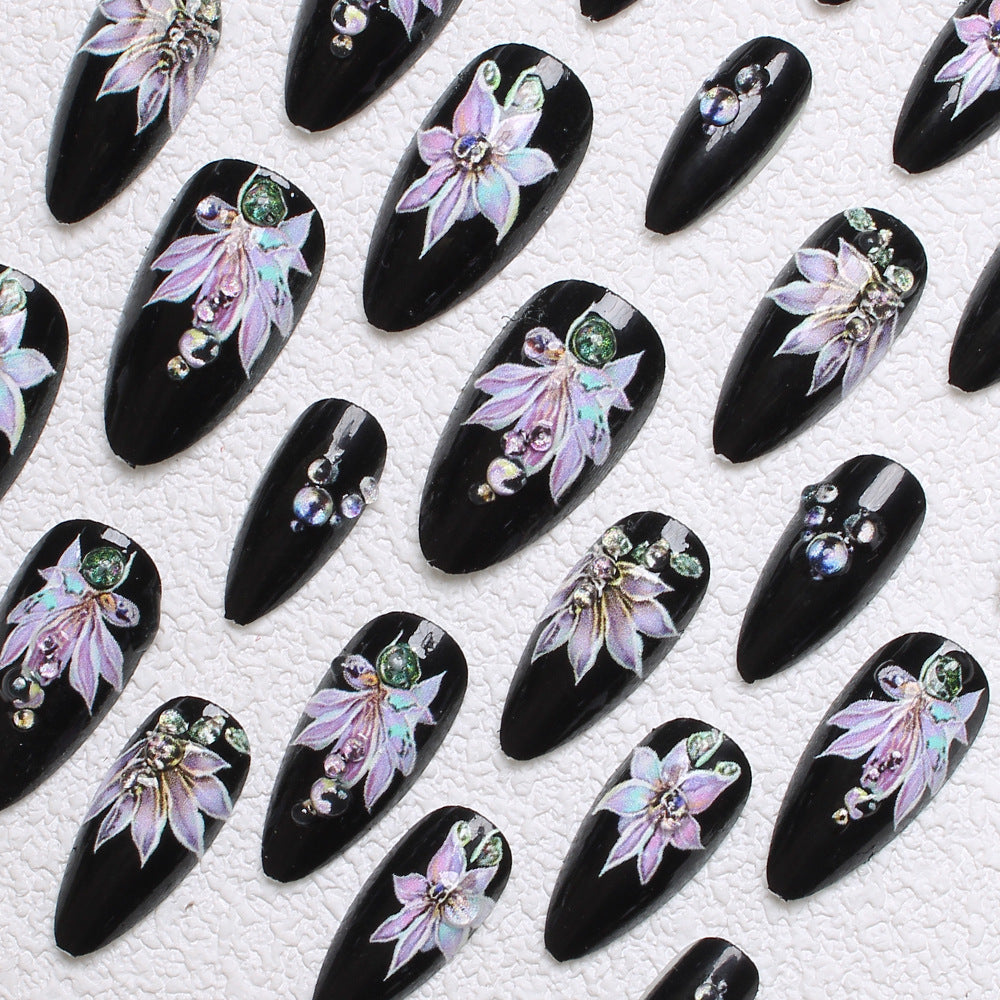 Floral Embellished Press-On Nails Bowlift