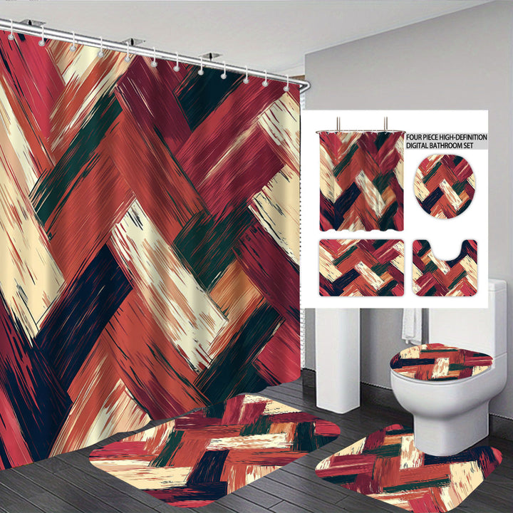 Bold Brushstroke Pattern Four-Piece Bathroom Set Bowlift