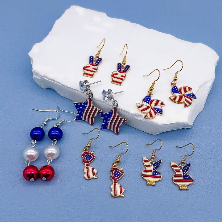 Women nan long layered tassel earrings made of mesh with stripe star pattern Bowlift